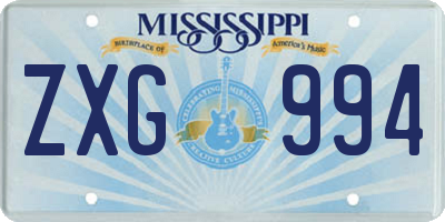 MS license plate ZXG994