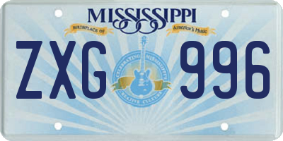 MS license plate ZXG996