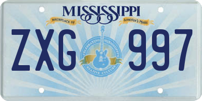 MS license plate ZXG997