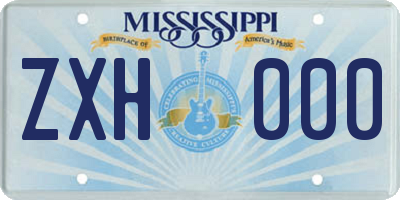 MS license plate ZXH000