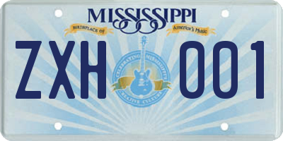 MS license plate ZXH001