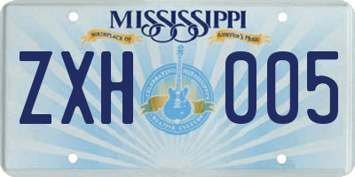MS license plate ZXH005