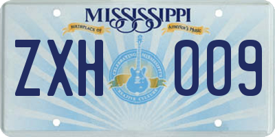 MS license plate ZXH009