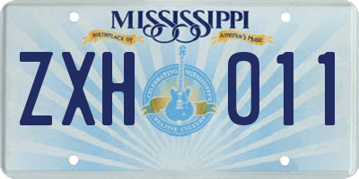 MS license plate ZXH011
