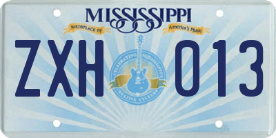 MS license plate ZXH013