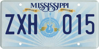 MS license plate ZXH015