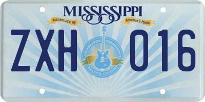 MS license plate ZXH016