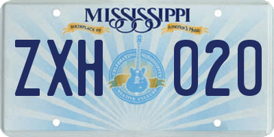 MS license plate ZXH020