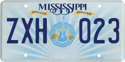 MS license plate ZXH023