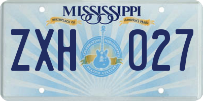 MS license plate ZXH027