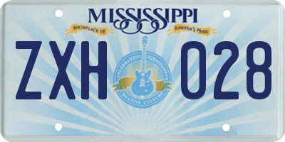 MS license plate ZXH028