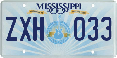 MS license plate ZXH033
