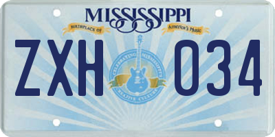 MS license plate ZXH034