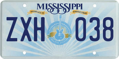MS license plate ZXH038