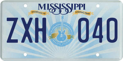 MS license plate ZXH040