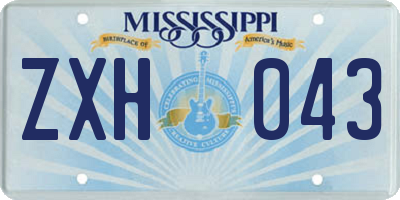 MS license plate ZXH043