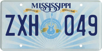 MS license plate ZXH049