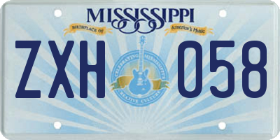 MS license plate ZXH058