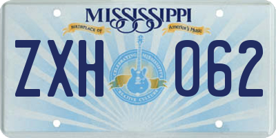 MS license plate ZXH062