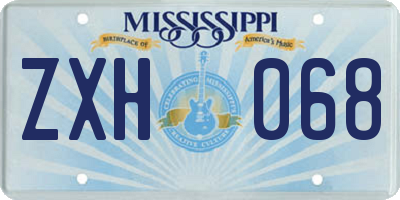 MS license plate ZXH068