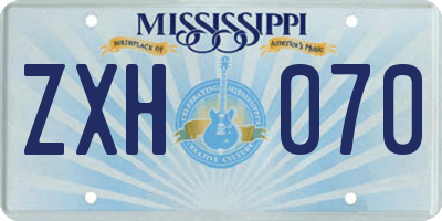 MS license plate ZXH070