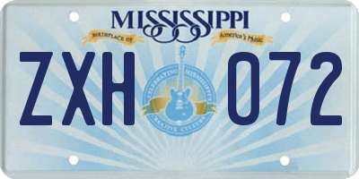 MS license plate ZXH072