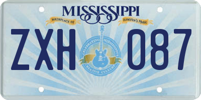 MS license plate ZXH087