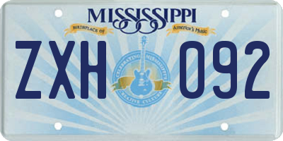MS license plate ZXH092