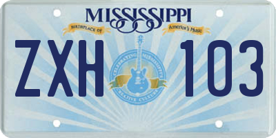 MS license plate ZXH103