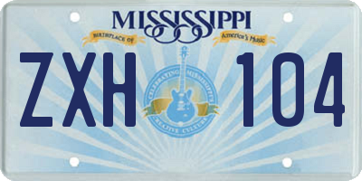 MS license plate ZXH104