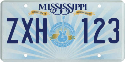 MS license plate ZXH123