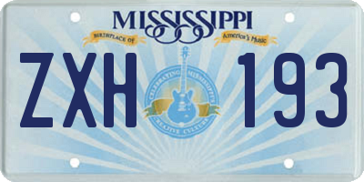 MS license plate ZXH193
