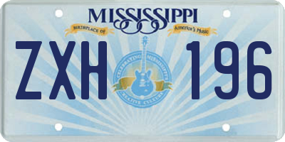 MS license plate ZXH196
