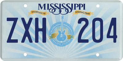 MS license plate ZXH204