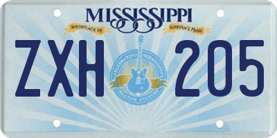 MS license plate ZXH205