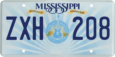 MS license plate ZXH208