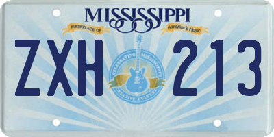 MS license plate ZXH213