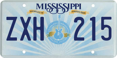 MS license plate ZXH215