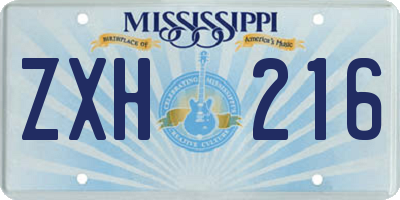 MS license plate ZXH216