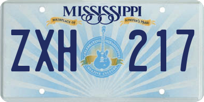 MS license plate ZXH217