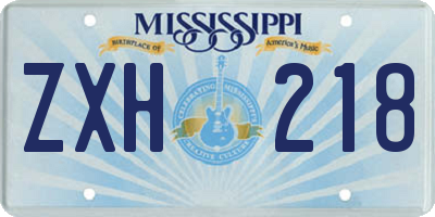 MS license plate ZXH218