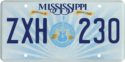 MS license plate ZXH230