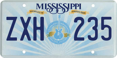 MS license plate ZXH235