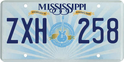 MS license plate ZXH258