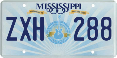 MS license plate ZXH288