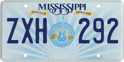 MS license plate ZXH292