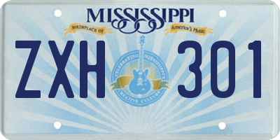 MS license plate ZXH301