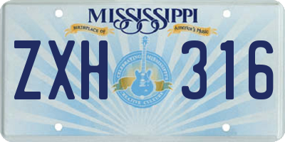 MS license plate ZXH316