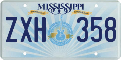 MS license plate ZXH358