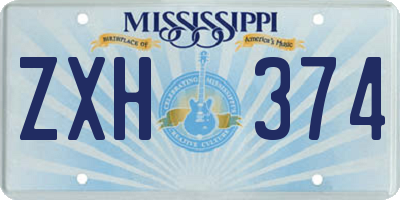 MS license plate ZXH374